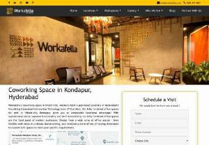 Coworking Space in Kondapur, Hyderabad - Workafella&rsquo;s coworking space in Hitech City -Western Pearl is positioned centrally in Hyderabad&rsquo;s flourishing Cyberabad Information Technology zone (IT Corridor). Our fully furnished office spaces for rent in Hitech-city, Kondapur, gives you an unbeatable locational advantage! With sophisticated decor, supreme functionality and 24x7 accessibility, our fully furnished office spaces are the focal point of modern businesses.