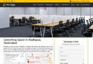 Coworking Space in Madhapur, Hyderabad - Workafella&rsquo;s coworking space in Madhapur is designed with sophisticated, ergonomic interiors and loaded with tech. Come and experience our shared workspaces in a fast-paced, tech-savvy city that is built for emerging business needs. Workafella&rsquo;s Coworking Space is located at a convenient locality and just a 5-minute drive from Hitech city and less than 2 km from Madhapur IT Park.