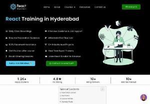 React JS Training in Hyderabad - React Masters is a professional React training institute that teaches the fundamentals of React in a way that can be applied to any web project. Our React Js training is given by industry experts with vast and varied knowledge in the industry. We have experienced React developers who will guide you through each and every aspect of React JS. You will be able to build real-time applications using React JS.