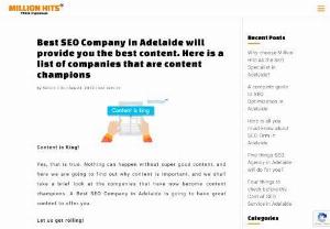 SEO Firm Adelaide - Discover the top SEO firm in Adelaide with Million Hits. Our tailored strategies ensure improved search rankings and enhanced digital visibility. We've successfully handled clients from various industries. Visit our website to learn more.