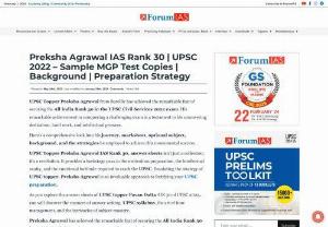 Preksha Agrawal IAS Rank 30 | UPSC 2022 &ndash; Sample MGP Test Copies - UPSC Topper Preksha Agrawal from Bareilly has achieved the remarkable feat of securing the All India Rank 30 in the UPSC Civil Services 2022 exam.