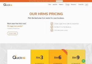HR and Payroll Software | Price Plans | QuickHR Malaysia - Streamline your HR processes starting from RM 3 per employee/month with QuickHR HRMS, payroll software for SMEs in Malaysia. sign up for 14 days free trial.