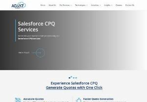 Salesforce CPQ Services - Salesforce CPQ Services from ABSYZ can help you maximize sales. Streamline pricing & quoting for seamless deals. Elevate your sales process with our expert solutions!