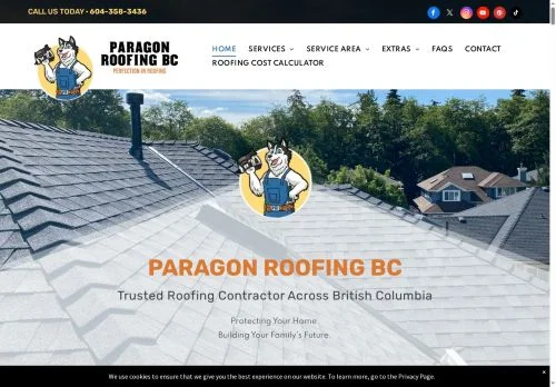 Screenshot of Vancouver & Surrey Roofers | 120+ 5-Star Reviews | Paragon Roofing BC