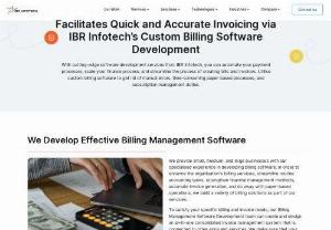 Efficiency Unleashed: Custom Billing Software by IBR Infotech - IBR Infotech offers custom billing software development tailored to your business needs. Our solutions automate invoicing, streamline payment collection, and provide actionable insights. Enhance customer experience, ensure compliance, and drive growth with our innovative billing software. Contact us today for streamlined billing processes and accelerated business growth.