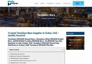 Tantalum Bars - PipingMart.ae presents premium tantalum bars, renowned for their exceptional corrosion resistance and high temperature strength. Our bars meet stringent industry standards, ensuring reliability and performance in demanding applications. Trust PipingMart.ae for top-quality tantalum bar solutions.