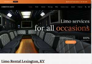 Lexington Limos - We are your trustworthy limo company for all occasions and trips you organize in Lexington and Kentucky. Our finest vehicle selection offers the best limos, party buses, charter & shuttle buses, vans, Town Cars, and more. All these vehicles are equipped with cutting-edge technology, luxurious interiors, and an outstanding multimedia package; this way, you can travel relaxed, celebrate, and have a lot of fun with your guests. Tell us the details of your next event!