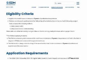 Eligibility Criteria for CDSSI Fellowship | ISDM - Explore the eligibility requirements for the CDSSI Fellowship and discover the qualifications needed to contribute for social impact. 