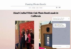 Funday Photo Booth - A hand-crafted white oak wooden photo booth ready for any event. From Weddings to Anniversaries, we will provide unlimited prints, digital prints, custom templates and more!