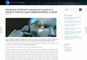 Emotional AI Market is projected to grow at a CAGR of 13.19% - The emotional AI market is estimated to grow to US$70.033 billion by 2029. The rising demand for emotional AI across different sectors shall result in the expansion of the emotional AI market. Explore additional details by visiting our website. 