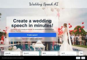 Wedding Speech AI - An AI wedding speech generator. Generate best man, groom, bride and maid of honour speeches.