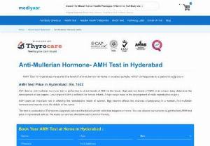 Get Best AMH Test Price in Hyderabad - AMH stands for Anti-M&uuml;llerian Hormone, This test helps to determine the level of fertility problems and the likelihood of successful fertility treatments. Major purpose of AMH Test for females to check how many eggs you have left in your ovaries.  To book (AMH) test online on Mediyaar at best price. Visit our Website Mediyaar and get all details on AMH test and book now.
