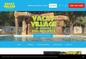 Vacay Village of Pensacola - Come to Vacay Village of Pensacola and enjoy the magical, fun family atmosphere inside our enclosed, lushly landscaped, and gated 15-acre community in the western panhandle of Florida, within 25 miles of Pensacola Beach, and only 12 miles from the Pensacola International Airport. Once you enter the gate as our guest, you will feel as if you’re way off the beaten path, completely surrounded by trees and the quiet of a peaceful getaway, yet with all the amenities of a...