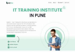 IT Training Institute in Pune - Kodyfier – IT Training Institute in Pune is an ideal place for individuals looking to upgrade their skills and advance their careers in the fast-growing tech industry. Offering a plethora of IT courses, including popular courses such as Web Development courses and Software classes in Pune, the Institute provides hands-on training and practical experience to help students stay ahead of the curve.