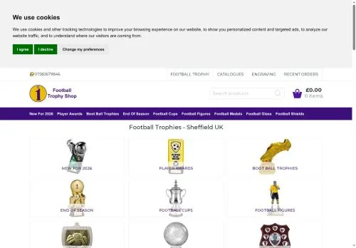 Screenshot of Football Trophies Sheffield Football Trophy Shop