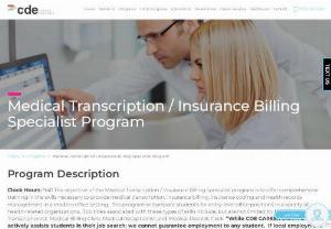 Medical Transcription Program Paterson NJ - CDE Career Institute offers a medical billing and insurance billing program in Tannersville, PA and Paterson, NJ.