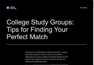 College Study Groups: Tips for Finding Your Perfect Match - So, how do you find that perfect match – the college study group that helps you excel? This guide equips you with the knowledge and strategies to discover a group that complements your learning style and academic goals.