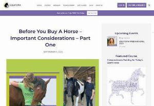Before You Buy A Horse – Important Considerations – Part One - Motivation is a powerful influence when considering buying a horse.  It is particularly important to examine that motivation when considering the involvement of a living, breathing animal that experiences fear, pain, confusion....