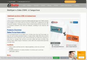 Hubspot CRM - Zoho CRM Comparison | Zoho CRM | Agsuite Technologies - Unlock the best CRM fit for your business through AGSuite Technologies&#039; comprehensive HubSpot vs Zoho CRM Comparison. Tailored insights for informed decision-making.