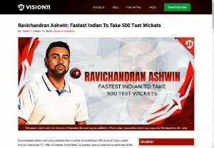 Ravichandran Ashwin: Fastest Indian To Take 500 Test Wickets - Ravichandran Ashwin, a cricketing prodigy from Chennai, has etched his name in history as the fastest Indian to claim 500 Test wickets. His journey epitomizes dedication, skill, and strategic brilliance on the pitch.