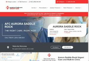 AFC Urgent Care Aurora Saddle Rock - Visit our walk-in clinic and urgent care center in Aurora Saddle Rock, CO for quality care and limited wait times. Call us today at (303) 529-3300.