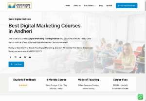 Grow Digital Institute Andheri - Digital Marketing Courses in Andheri, Mumbai - Grow Digital Institute a leading provider of digital training institute in Andheri, Mumbai offers 100% practical and Advanced Digital Marketing Courses in Andheri, Mumbai. At Grow Digital Institute, we believe in providing our students with hands-on experience, so you can expect to work on real-life projects and gain practical knowledge to apply in the real world. Grow Digital Institute offers Advanced Digital Marketing Courses, SEO Courses, Social Media Marketing Courses, and Website...