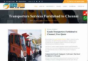 &gt;Transporters Faridabad to Chennai | Find @9667018580 - Transporters Services Faridabad to Chennai DealFind is Certified Goods Shifting domestic at affordable Charges. We offers online truck booking for transport service from Faridabad to Chennai, including full-load and part-load trucks.