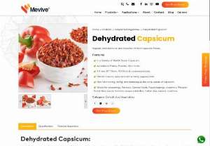 Bulk Dehydrated Capsicum/Bell Pepper- Flakes, Powder - Mevive International prominent bulk supplier, manufacturer, exporter of Dried Red Capsicum/Bell Pepper Flakes, Bits, Powder in Tamil Nadu, India. Check Price.