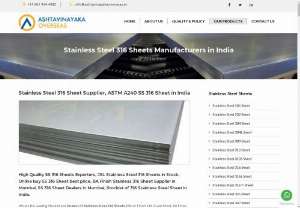 316 Stainless Steel Sheets Manufacturers in India - We are manufacturer, suppliers and exporters of stainless steel 316 sheets, ss 316 sheets, hot rolled sheets, cold rolled sheets and plate in Mumbai, India.
