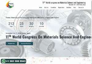 11th World congress on Materials Science and Engineering - We welcome everyone to Materials Science Conference 2024 which promises to pick your brain, motivate you and pullout new ideas to push materials research into the next decade. We cordially invites you to attend the prestigious 11th World congress on Materials Science and Engineering Materials 2024. It is a two-day conference going to be held from December 16-17, 2024 at Osaka, Japan.