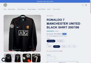 RONALDO 7 MANCHESTER UNITED BLACK SHIRT 2007/08 - Introducing the RONALDO 7 MANCHESTER UNITED BLACK SHIRT 2007/08, a premium quality collectible available at Noor Sports in Pakistan. This iconic shirt is meticulously crafted with embroidered logos and features the prestigious Champions League emblem on the sleeve. A must-have for football enthusiasts, it offers authenticity and style, celebrating one of the most memorable seasons for Manchester United and its legendary number 7, Cristiano Ronaldo.
