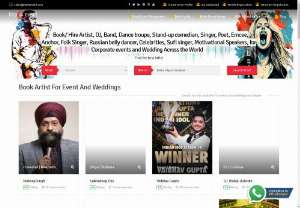 Book Artist for event and wedding in Delhi, Noida, Gurgaon - Book/ Hire Artist, DJ, Band, Dance troupe, Stand-up comedian, Singer, Poet, Emcee, Anchor, Folk Singer, Russian belly dancer, Celebrities, Sufi singer, Motivational Speakers, for Corporate events and Wedding Across the World