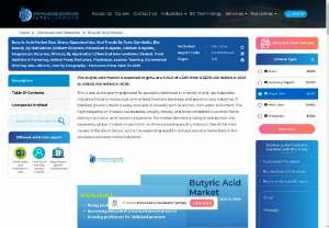 Butyric Acid Market Size & Share: Industry Report, 2024-2029 - The butyric acid market is estimated to grow to US$451.345 million by 2029. The major factor anticipated to drive the butyric acid market growth is the increasing demand for animal feed additives, particularly in the poultry industry, due to their effectiveness in promoting gut health and improving animal performance. Explore additional details by visiting our website. 