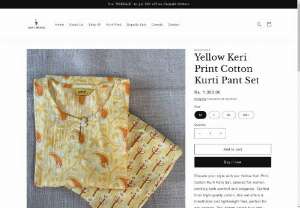 Yellow Keri Print Cotton Kurti Pant Set for Ladies- Savistudio - Discover comfort and style with our Yellow Keri Print Cotton Kurti Pant Set for women. Crafted from high-quality cotton, this vibrant ensemble promises elegance and breathability. Shop now! 