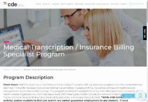 Medical Transcription Program Paterson NJ - CDE Career Institute offers a medical billing and billing program in Tannersville, PA and Paterson, NJ.