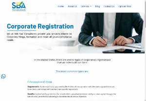 Corporate Registrations - SBA Tax Consultant Serves Corporation Registrations, We are here for your Company Registration in  usa. You can contact SBA Tax Consultants for more information.