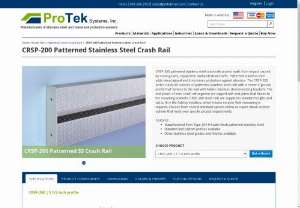 CRSP-200 Patterned Stainless Steel Crash Rail - CRSP-200 patterned stainless steel crash rails protect walls from impact caused by moving carts, equipment, and pedestrian traffic. Patterned stainless steel adds visual appeal and it increases protection against abrasion.  The CRSP-200 series crash rail consists of patterned stainless steel rails with a center V-groove profile that fastens to the wall with hidden stainless steel mounting brackets. The end points of each crash rail segment are capped with end plates that fasten to the...