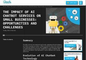 AI Chatbot Services for Small Businesses: Opportunities and Challenges - Discover how AI chatbot development services can revolutionize small businesses. Explore the key opportunities for enhancing customer service, improving efficiency, and boosting sales, along with the challenges such as implementation costs and data privacy concerns. Learn how to navigate and leverage AI chatbots for your business success. 