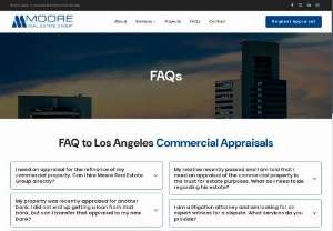 Los Angeles Commercial Appraisals | Moore Real Estate Group - FAQ to Los Angeles Commercial Appraisals Real estate brokers and real estate appraisers must both be licensed in order to conduct business. The highest level of appraisal licensure in California is a Certified General Appraiser. Only a Certified General Appraiser is legally allowed to provide an appraisal of any type of real estate without restrictions on complexity or value.