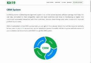 Online CRM System for Small Business &ndash; Kit19.com - 	 Kit19 is the best online CRM Software for your organization to manage contact and their history. It is best for small business, individual and sales team to manage your work easily.