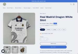 Real Madrid Dragon White Shirt - Introducing the Real Madrid Dragon Special Edition shirt, exclusively available at Noor Sports in Pakistan. This unique jersey boasts meticulously embroidered logos, showcasing the iconic Real Madrid crest and sponsor details in exquisite detail. Crafted with precision, the dragon-inspired design adds a touch of mystique to the classic white shirt, making it a must-have for avid football enthusiasts. Limited in availability, this special edition shirt captures the essence of Real...