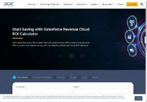 Salesforce Revenue Cloud ROI Calculator | Salesforce CPQ Calculator - With Jade Global&#039;s Salesforce ROI calculator, you can see how revenue, gross margin, and cost control could improve. Calculate the ROI of building your CPQ solutions on the Salesforce Platform.