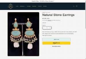  Natural Stone Earrings -  Natural stone earrings handmade jewelry in USA, earrings for women, crafted with copper and brass metals, adorned with natural semi-precious stones and small zircon white stones, gives you natural beautiful look without makeup.
