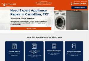 Mr. Appliance of Carrollton - Are you in urgent need of dependable appliance repair in Carrollton, TX? If so, the local Carrollton appliance repair technicians at Mr. Appliance are at your service!   Our team offers homeowners a wide range of appliance repairs in Carrollton, TX. Some popular ones include dishwasher repair, refrigerator repair, freezer repair, oven repair, stove repair, vent hood services, washing machine repair, dryer repair, and much more. 