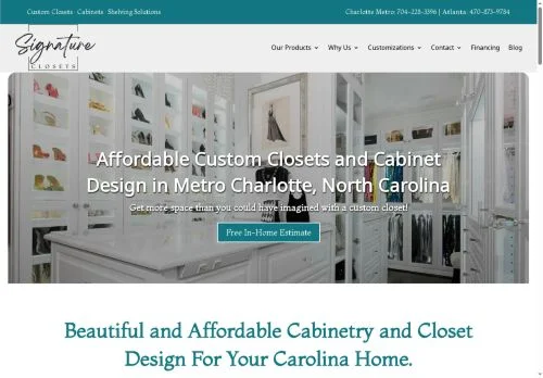 Screenshot of Custom Closets & Cabinets in Metro Charlotte NC | Signature Closets