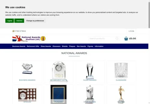 Screenshot of National Awards Engraving Services