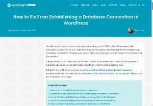 Screenshot of WordPress Error Establishing a Database Connection: Causes, Fixes, and Tips