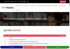 B.Tech Projects in Vizag | Live CSE Machine Learning Projects - Truprojects offers live CSE major machine learning projects for B.Tech engineering students in Vizag. A team of experienced consultants provides guidance.