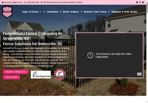 Screenshot of Fence Company in Greenville, SC