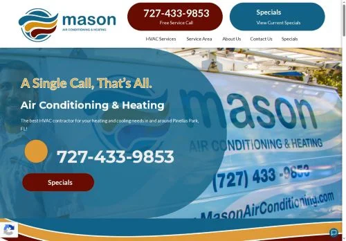 Screenshot of Mason Air Conditioning & Heating - Pinellas Park FL